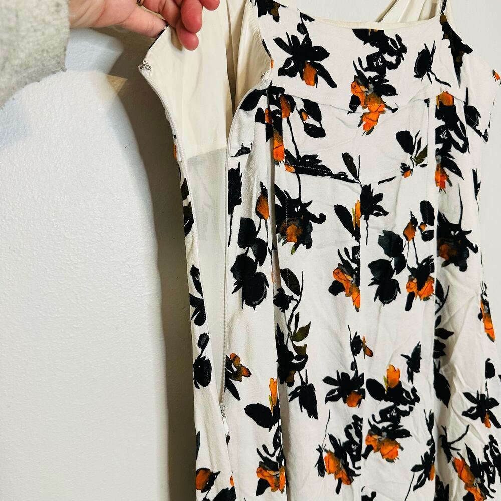 Derek Lam Floral Camisole Button Front V-Neck Slit Front Stretch Crepe Dress 10 - Picture 16 of 16